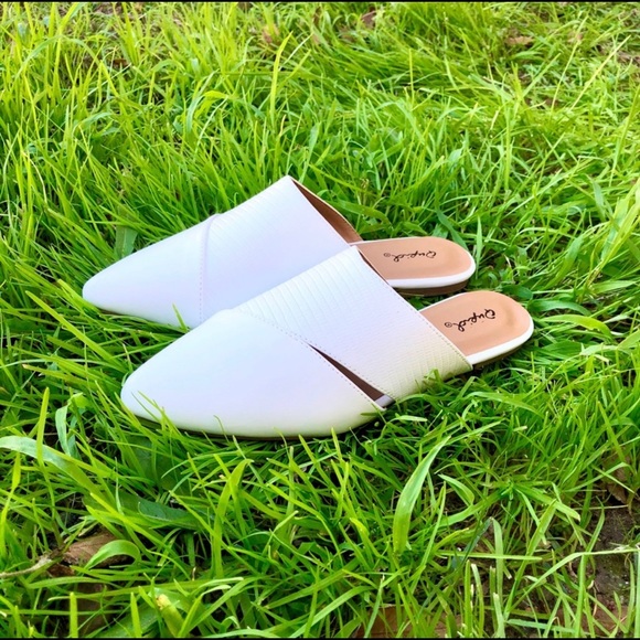 White Vegan Leather Mule Flats - Picture 9 of 9